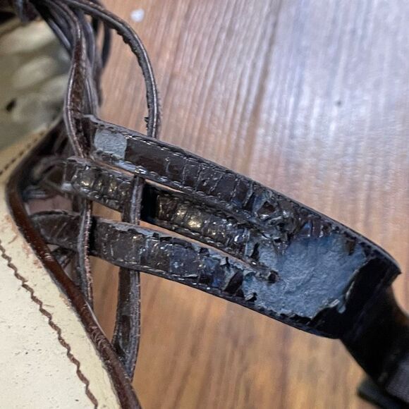 Enzo Angiolini Strappy Espadrille Wedge Sandals Muffin Brown Patent Leather 8.5 - Picture 14 of 14